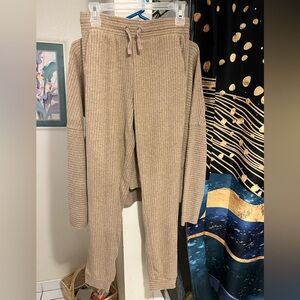 Splended Rib net crew set pants and shirt